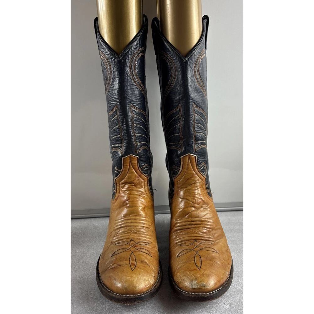 Vintage Larry Mahan Womens Western Two Tone Leather Cowgirl Boots Size 6